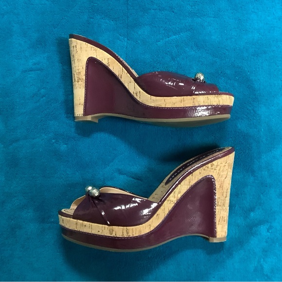 Marc by Marc Jacobs Patent Leather Cork Wedge Slides Sandals 36.5 - Picture 4 of 10